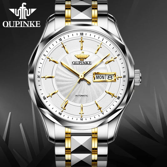 Reloj OUPINKE 3172 para hombre, original, de lujo, mecánico, automático, resistente al agua hasta 50 m, luminoso, con fecha semanal.
